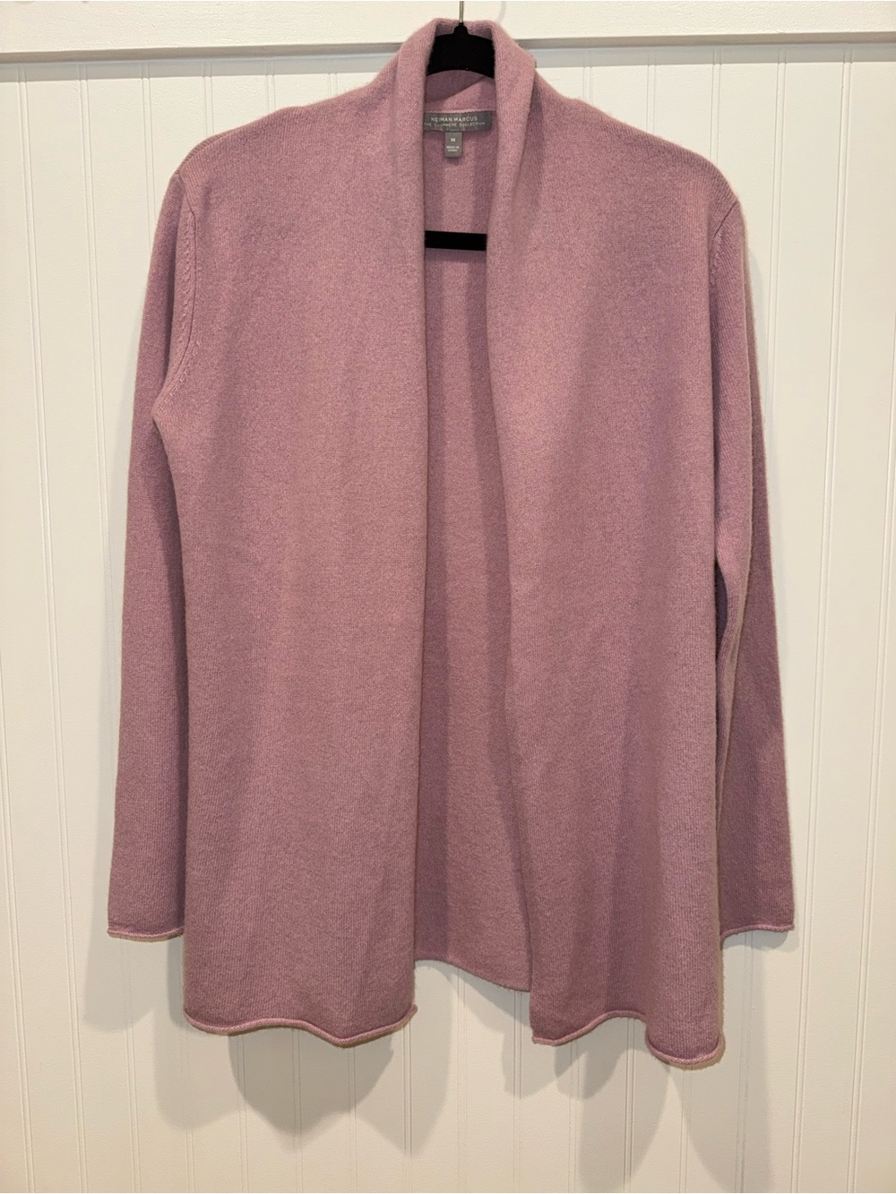 Neiman Marcus Rose Pink Open-Front Knit Cardigan